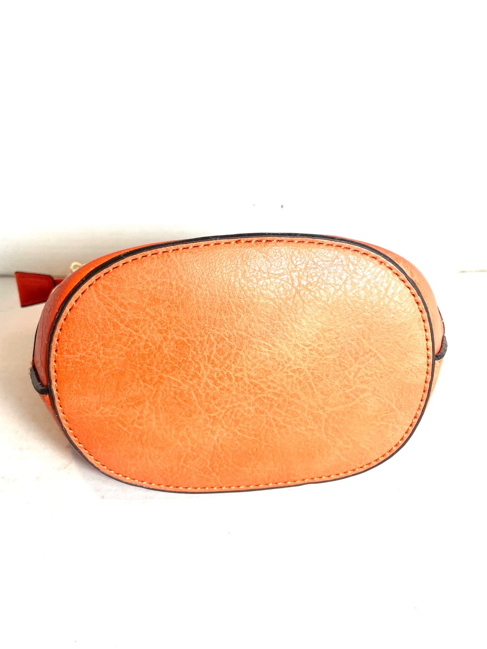 NWT Straw Tote Handbag Orange Vegan Leather Crossbody 3-Piece Set - Picture 11 of 12